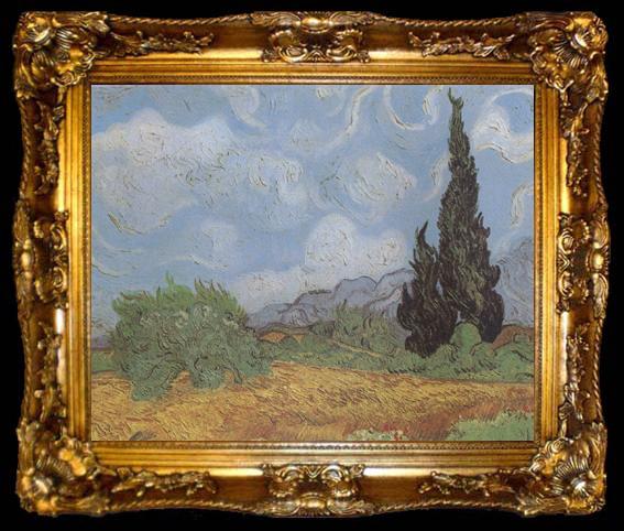 framed  Vincent Van Gogh Wheat Field with Cypresses (nn04), ta009-2